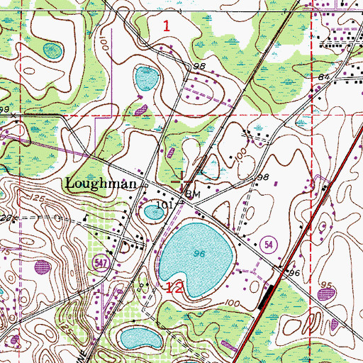 Topographic Map of Polk County Fire Department Station 230 Loughman, FL
