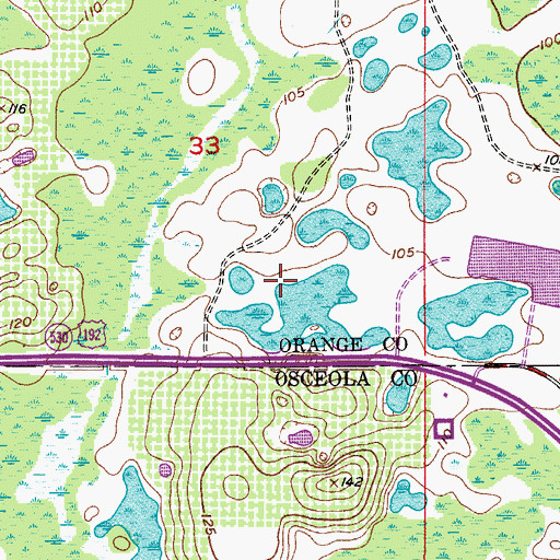 Topographic Map of Orange County Fire Rescue Station 32, FL