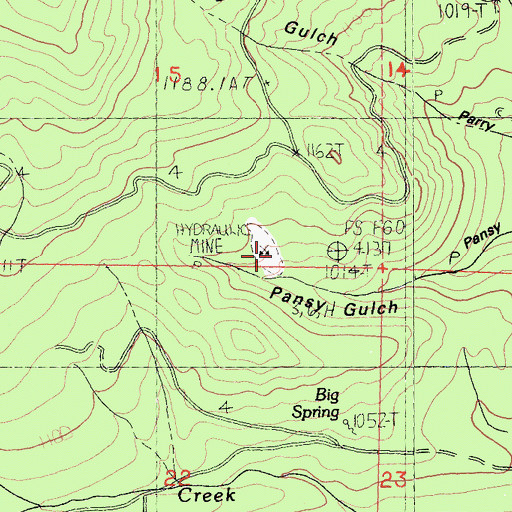Topographic Map of Pansy Mine, CA