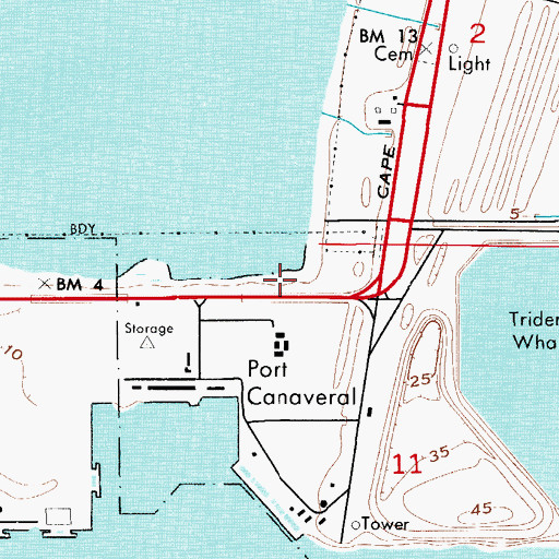 Topographic Map of Kennedy Space Center / Cape Canaveral Air Force Station Fire Station 5, FL