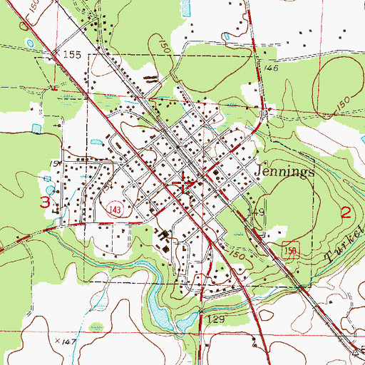 Topographic Map of Jennings Fire Department, FL