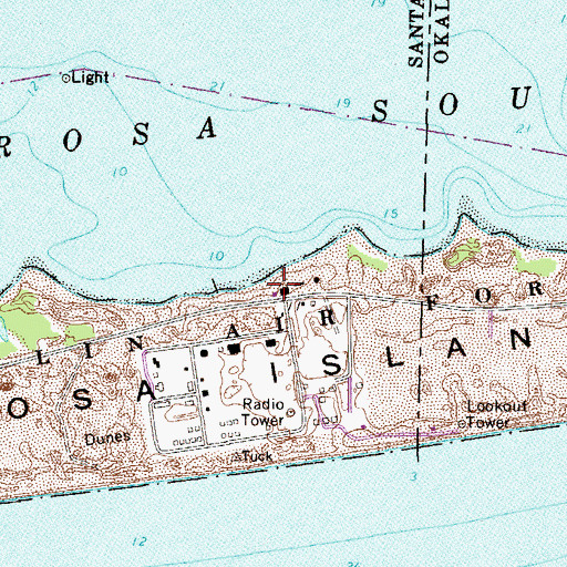 Topographic Map of Eglin Air Force Base Fire Station Santa Rosa Island, FL