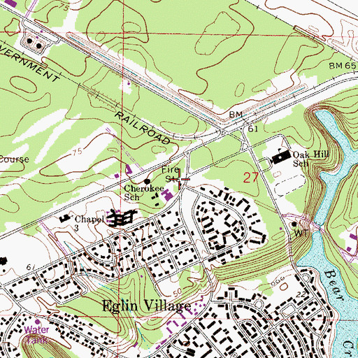 Topographic Map of Eglin Air Force Base Fire Station 3, FL