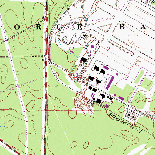 Topographic Map of Eglin Air Force Base Fire Station 2, FL