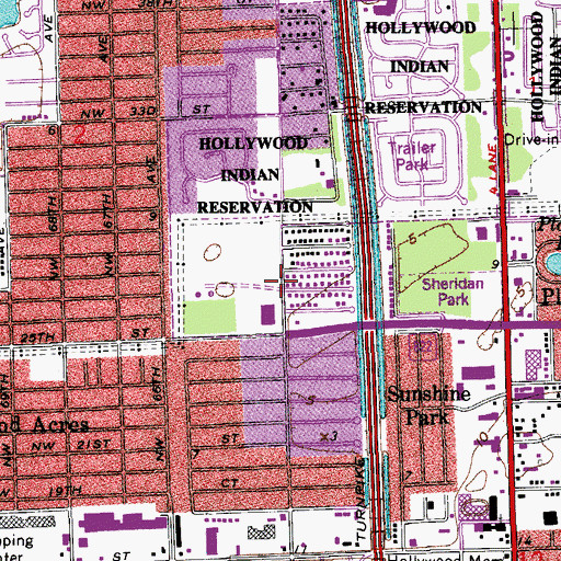 Topographic Map of Seminole Tribe Fire Department Station 108, FL