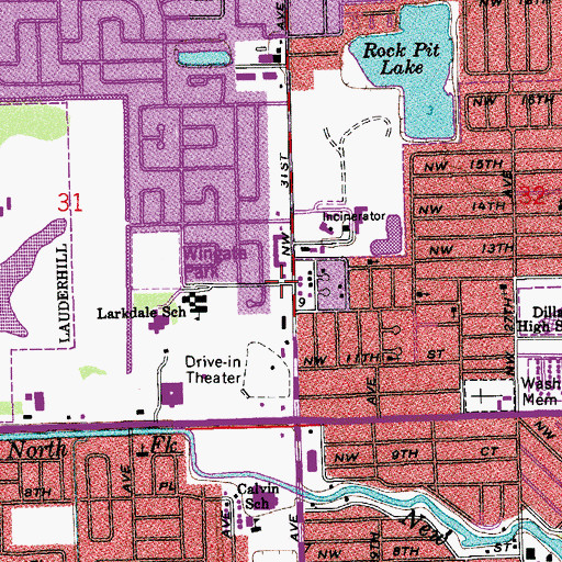 Topographic Map of Lauderhill Fire Rescue Station 110, FL