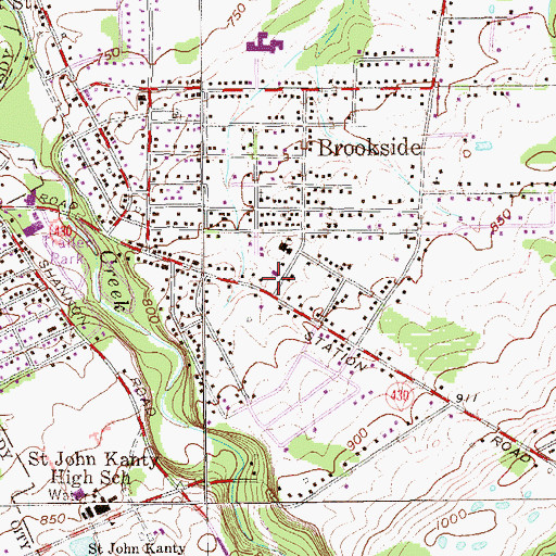 Topographic Map of Brookside Volunteer Fire Company Erie County Station 24, PA