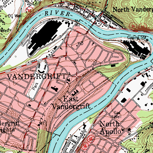 Topographic Map of Vandergrift Fire Department, PA