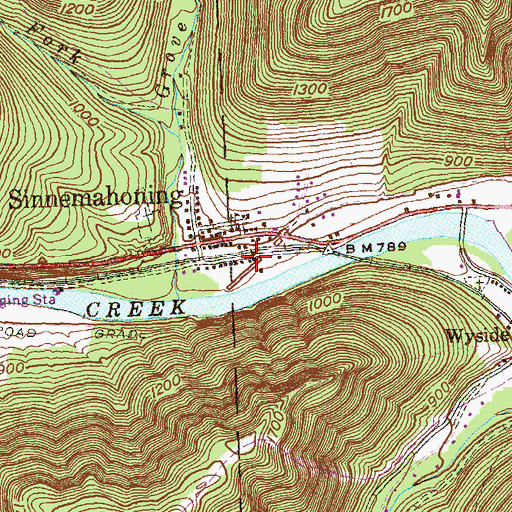 Topographic Map of Sinnamahoning Volunteer Fire Station 16, PA