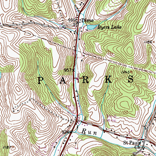 Topographic Map of Parks Township Volunteer Fire Department Station 200, PA