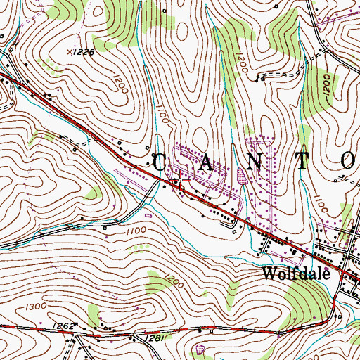 Topographic Map of Canton Township Volunteer Fire and Rescue Engine Company 52 Station 2, PA