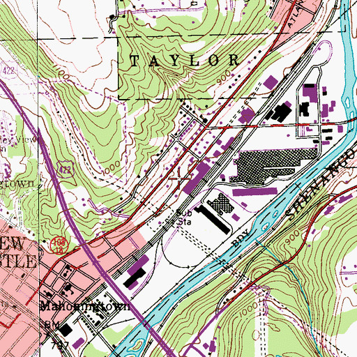 Topographic Map of New Castle Fire Department Station 2, PA