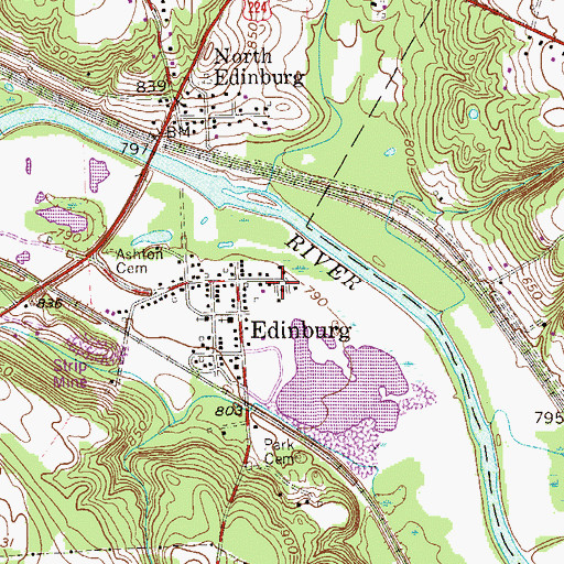 Topographic Map of Mahoning Township Volunteer Fire Department, PA