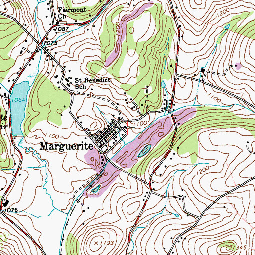 Topographic Map of Marguerite Volunteer Fire Department, PA