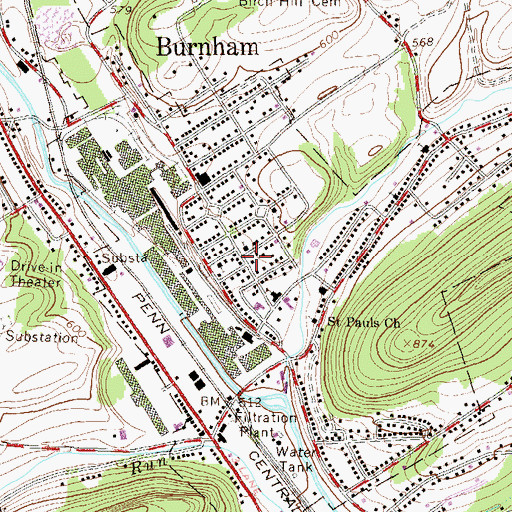 Topographic Map of Burnham Fire Company, PA