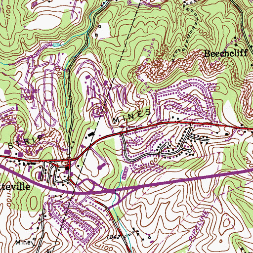 Topographic Map of North Fayette Township Volunteer Fire Department Station 209, PA
