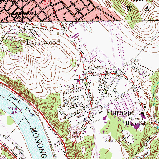 Topographic Map of Washington Township Volunteer Fire Company Station 42, PA