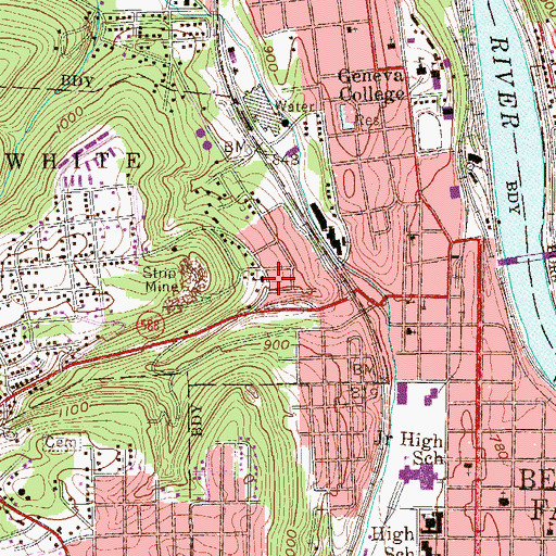 Topographic Map of White Township Volunteer Fire Department Station 44, PA