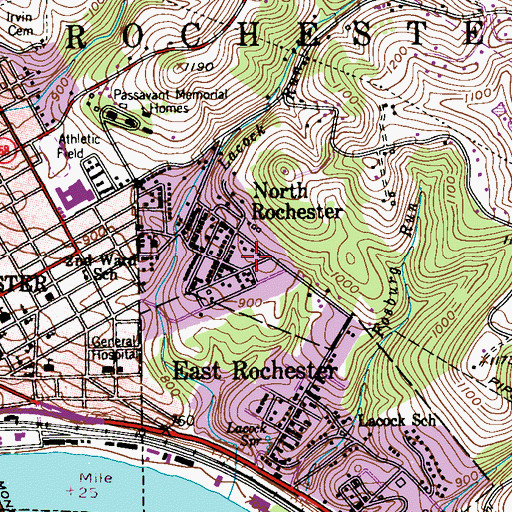 Topographic Map of Rochester Township Volunteer Fire Department 2 Station 23, PA