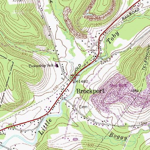 Topographic Map of Horton Township Volunteer Fire Department Company 7, PA