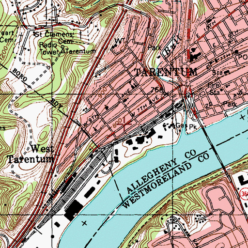 Topographic Map of Summit Hose Volunteer Fire Company Substation 2, PA