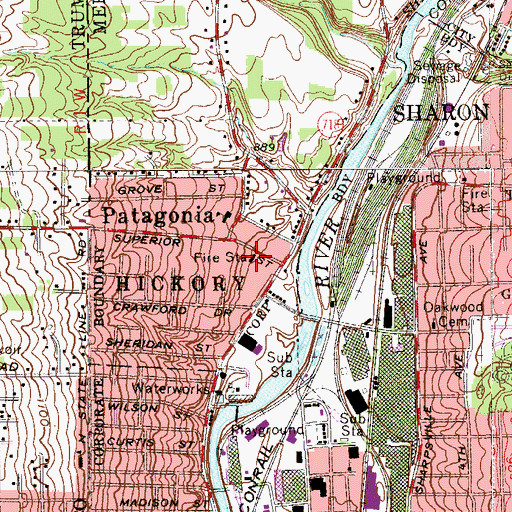 Topographic Map of Patagonia Volunteer Fire Department / Hermitage Fire Department Station 2, PA