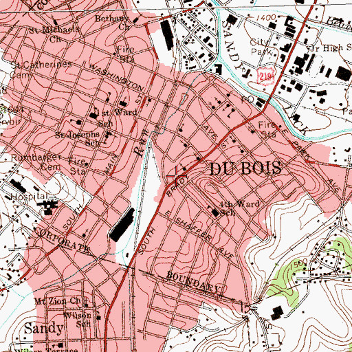 Topographic Map of Fourth Ward Hose Company Station 74, PA