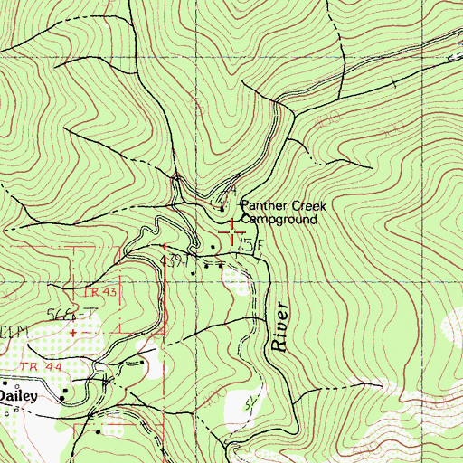 Topographic Map of Panther Creek, CA