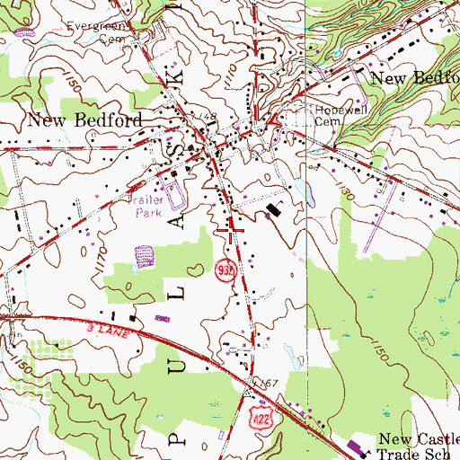 Topographic Map of Pulaski Township Volunteer Fire Department Station 2, PA