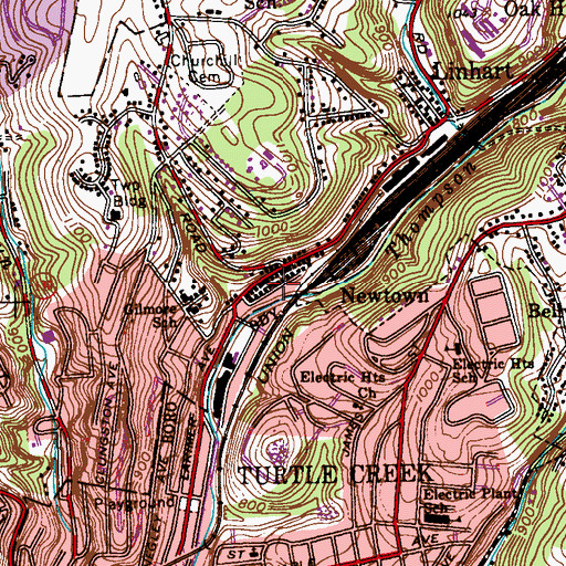 Topographic Map of Wilkins Township Volunteer Fire Department Station 302, PA