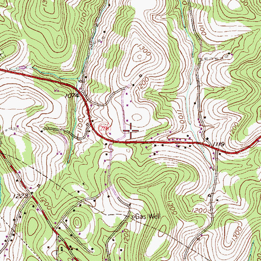 Topographic Map of Sardis Volunteer Fire Company, PA