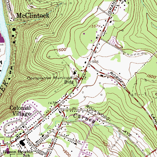 Topographic Map of Cornplanter Volunteer Fire Department, PA