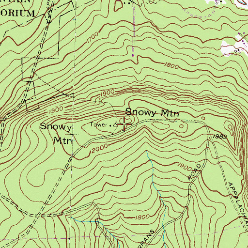 Topographic Map of Snowy Mountain Fire Tower, PA