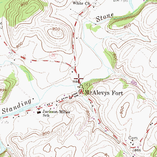Topographic Map of Stone Creek Valley Volunteer Fire Company Station 19, PA