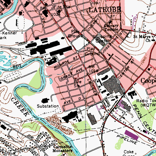 Topographic Map of Latrobe Volunteer Fire Department Good Friends Hose Company 5, PA