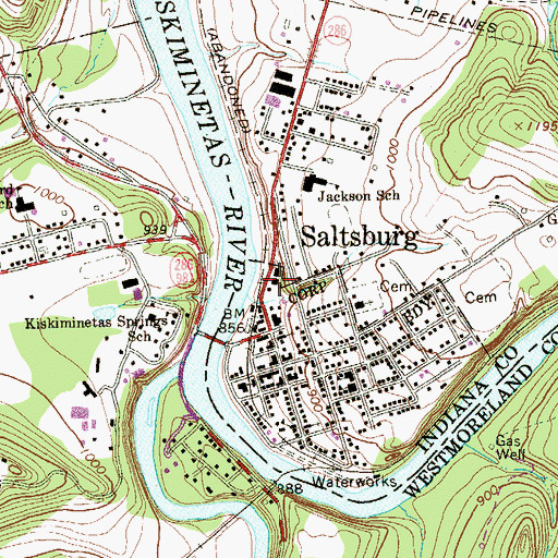 Topographic Map of Saltsburg Volunteer Fire Department Station 131, PA