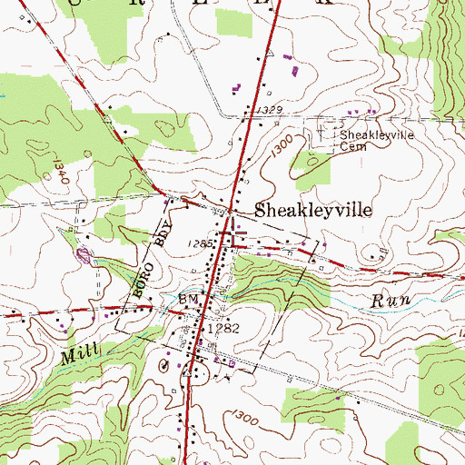 Topographic Map of Sheakleyville Volunteer Fire Department Station 81, PA