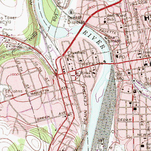 Topographic Map of New Haven Hose Volunteer Fire Company Station 8, PA