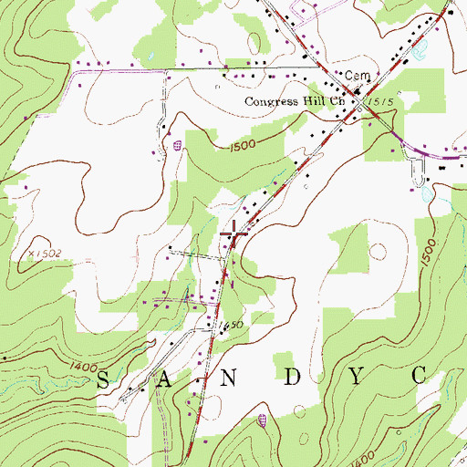 Topographic Map of Sandycreek Township Volunteer Fire Department, PA