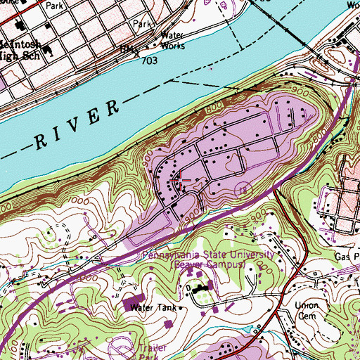 Topographic Map of Center Township Volunteer Fire Department Station 37, PA
