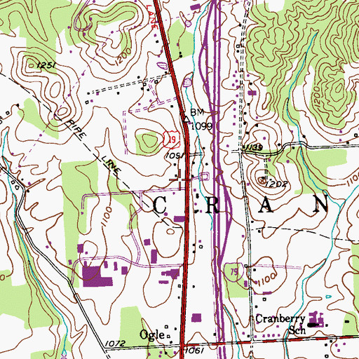 Topographic Map of Cranberry Volunteer Fire Company Park Station, PA