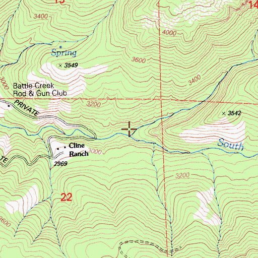 Topographic Map of Panther Creek, CA