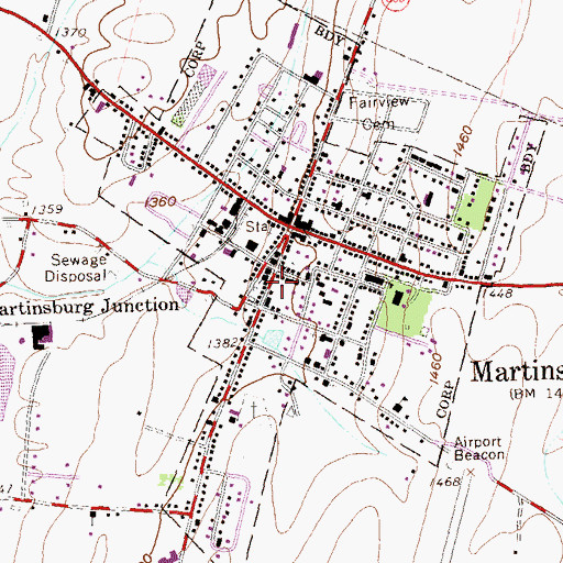 Topographic Map of Martinsburg Volunteer Fire Company Station 80, PA