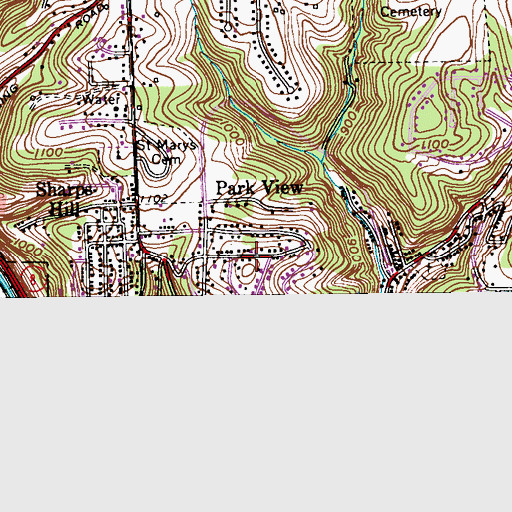 Topographic Map of Parkview Volunteer Fire Department Station 218, PA
