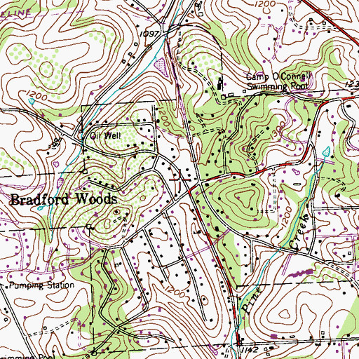 Topographic Map of Bradford Woods Volunteer Fire Company Station 115, PA