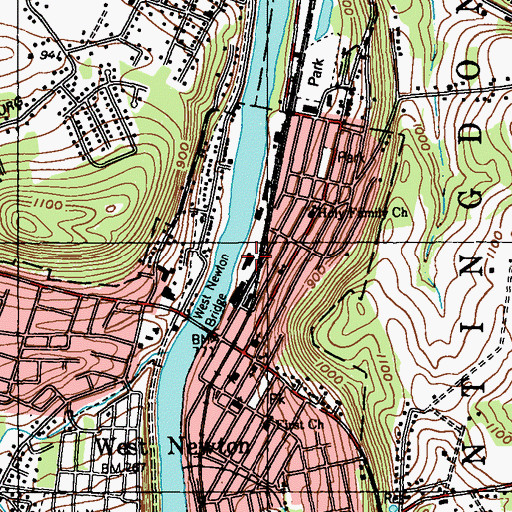 Topographic Map of West Newton Volunteer Fire Department, PA