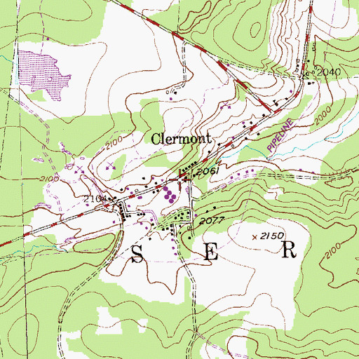 Topographic Map of Clermont Volunteer Fire Department Station 14, PA