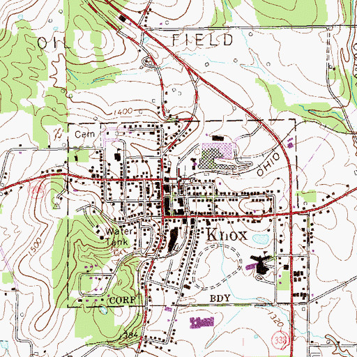 Topographic Map of Knox Volunteer Fire Company Station 570, PA