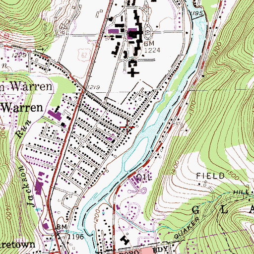 Topographic Map of North Warren Volunteer Fire Department Station 55, PA