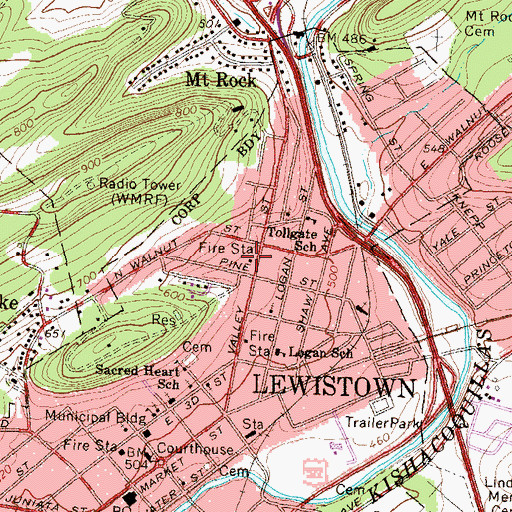 Topographic Map of City Hook and Ladder Station 14, PA
